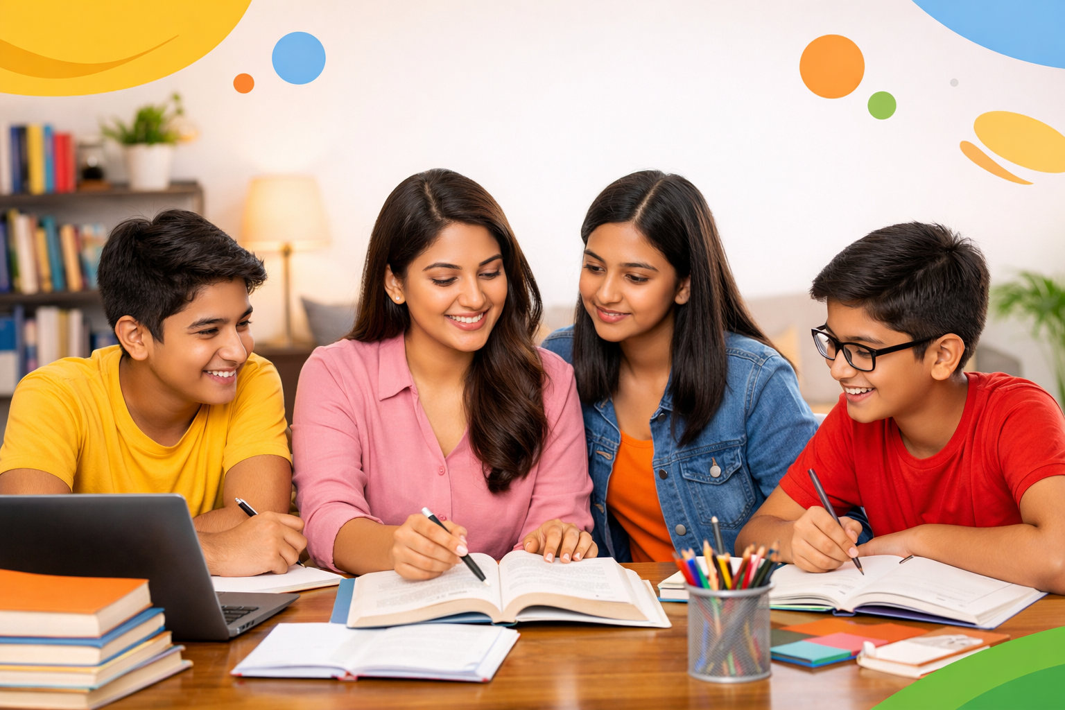 Home tuition in Noida – group of students with tutor